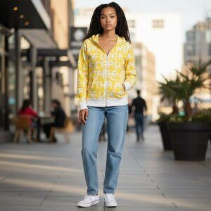 Lululemon *Rare* Victory Manifesto Yellow/White Full-Zip Athletic Jacket Size 6